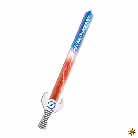 Feuerschwert mit Bengalflamme in Blau und Rot Feuerschwert mit Bengalflamme in Blau und Rot