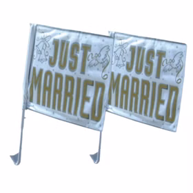Hochzeit Autofahne Just Married Flagge Fahne Hochzeitsauto Zubehör Deko Auto Hochzeitsfeier Hochzeitsgesellschaft Party-Deko Wedding