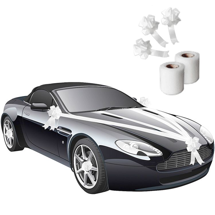 Chauffeur Set Hochzeitsfahrer 9-tlg. Brautauto-Deko Hochzeitswagen Chaffeur Set Hochzeitsfahrer 5-tlg. Schirm Autofahne Just Married Handschuhe Schirmmütze Chaffeur-Mütze Schleifenband Autoschleife Zubehör