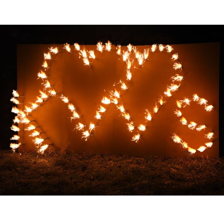 Lichterbild brennendes Doppelherz mit zwei Buchstaben nach Wahl Geschenkidee Hochzeit Verlobung Jubiläum Liebesbeweis