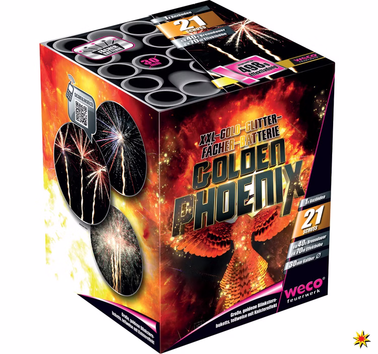 Golden Phoenix Feuerwerk Batterie 21 Schuss Für Silvester und andere Anlässe Golden Phoenix Feuerwerk Batterie 21 Schuss Für Silvester und andere Anlässe