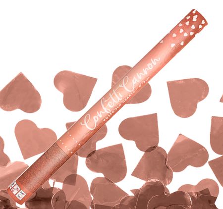Shooter mit Herzen in Roségold, Konfettikanone 60 cm