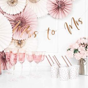 Miss to Mrs. Girlande rosé-gold 76 x 18 cm JGA Bride to Be Party-Deko Party-Banner Junggesellinnenabschied Hochzeit-Deko