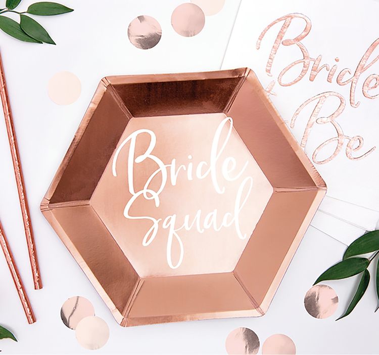 Teller Pride To Be Bride Squad rosé 6 Stück Ø 23 cm Tischdeko Teller Pride To Be Bride Squad rosé 6 Stück Ø23 cm Tischdeko Party-Deko JGA Junggesellinnenabschied Party Hochzeit