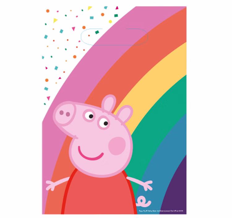 Peppa Wutz Party-Set Kindergeburtstag Peppa Pig Pappgeschirr 33-tlg. Luftballons Geburtstag Mottoparty Party-Zubehör Tischdeko Geschenktüten mit Peppa Wutz Motiv und buntem Party-Design – perfekt für Mitgebsel und kleine Überraschungen für Kinder.