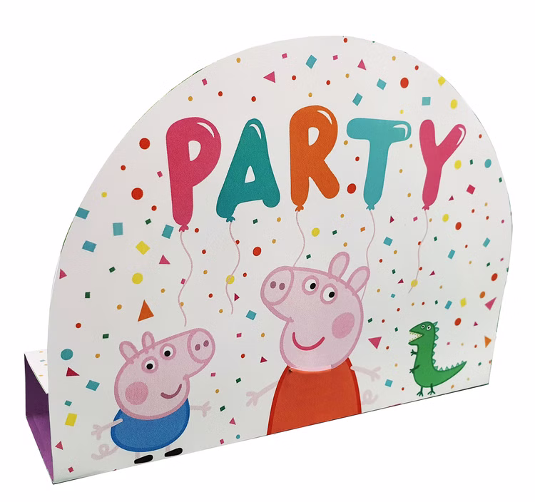 Peppa Wutz Party-Set Kindergeburtstag Peppa Pig Pappgeschirr 33-tlg. Luftballons Geburtstag Mottoparty Party-Zubehör Tischdeko Bunte Einladungskarten mit Peppa Wutz Motiv und Konfetti-Design – ideal für Kindergeburtstag und fröhliche Tischdekoration.