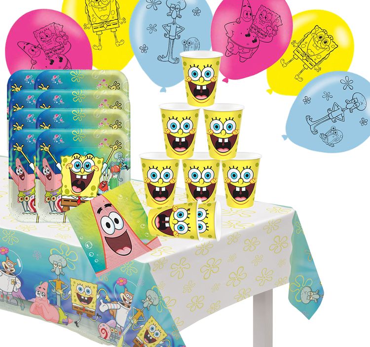 Spongebob Schwammkopf Party-Set Kindergeburtstag 39-tlg. Tisch-Deko Party-Set Kindergeburtstag Spongebob Schwammkopf 39 Teile Geschirr-Set Luftballons Geburtstag Schuleingang Fasching Karneval Mottoparty Tisch-Deko Party-Deko