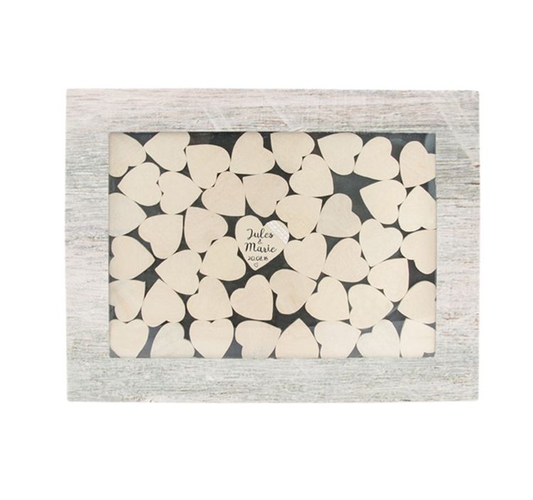 Gästebuch zum Beschriften Hochzeit Geschenk Bilderrahmen mit 53 Holzherzen Personalisiertes Gästebuch Hochzeit Geschenk Bilderrahmen mit 53 Holzherzen zum Beschriften Geschenkidee