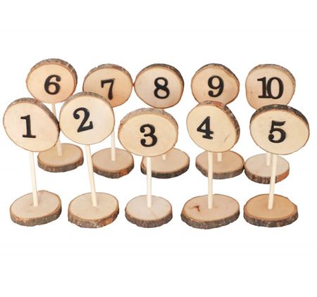 Tisch Nummernhalter aus Holz nummeriert Hochzeit Geburtstag, 10 Stück