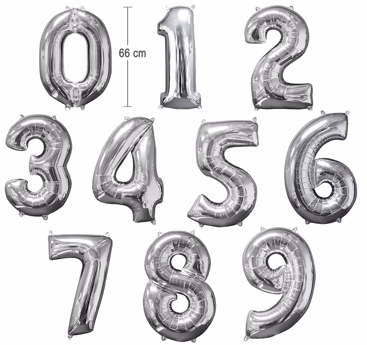 Ballon Luftballon Zahl 0 bis 9 silber 66 cm Geburtstag Hochzeit Deko Ballon Luftballon Zahl 0 bis 9 silber 66 cm Geburtstag Hochzeit Deko