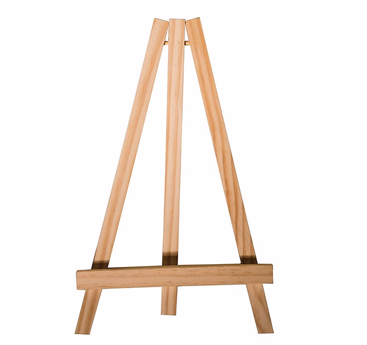 Mini Staffelei Holz 8,8 x 14,5 cm Foto- & Kartenhalter Hochzeit Geburtstag Aufsteller Holz Keilrahmen Tisch-Deko Events Jubiläum SALE Party-Deko Party-Zubehör Kompakte Mini-Staffelei aus Naturholz zum Aufstellen von Fotos, Namenskarten oder kleinen Schildern bei Feierlichkeiten.