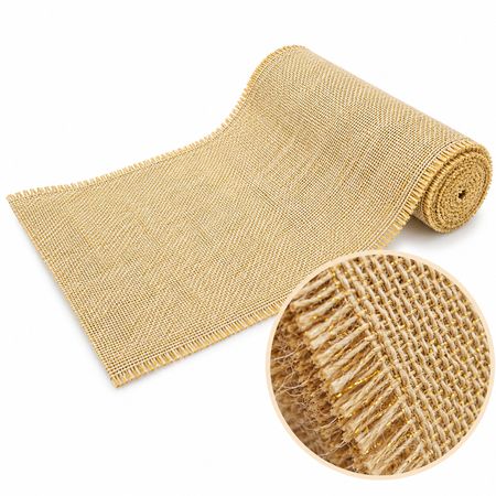 Jute Tischläufer mit Goldschimmer 3 m x 29 cm Vintage Hochzeits-Deko
