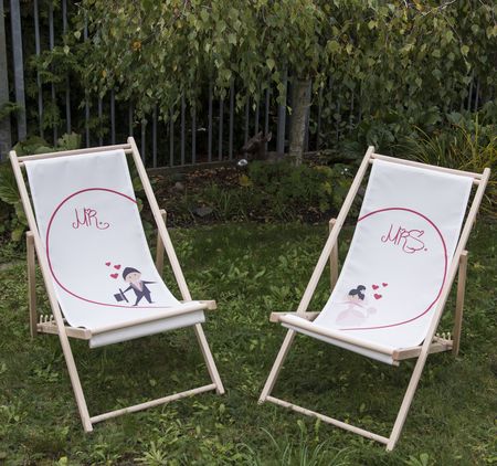 Partner Liegestuhl Mr. & Mrs. Brautpaar individuelles Hochzeitsgeschenk 2 Stück