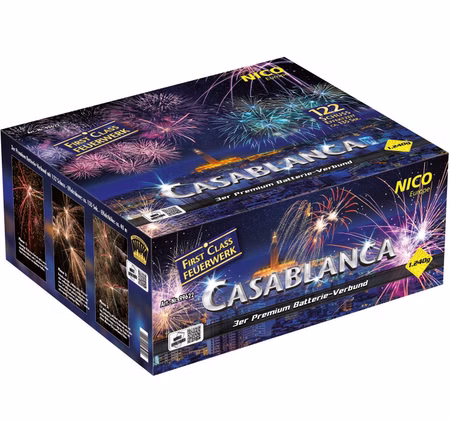 Casablanca Feuerwerksverbund mit insgesamt 122 Schuss, für Silvester, Hochzeiten, Geburtstage uvm. Casablanca Feuerwerksverbund mit insgesamt 122 Schuss, für Silvester, Hochzeiten, Geburtstage uvm.