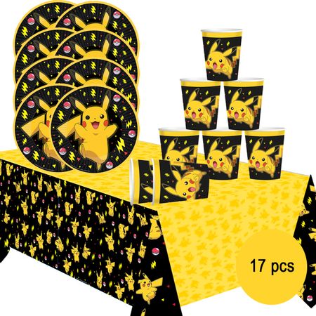 Pokemon Party-Set Kindergeburtstag für 8 Kinder 17-tlg. Tisch-Deko
