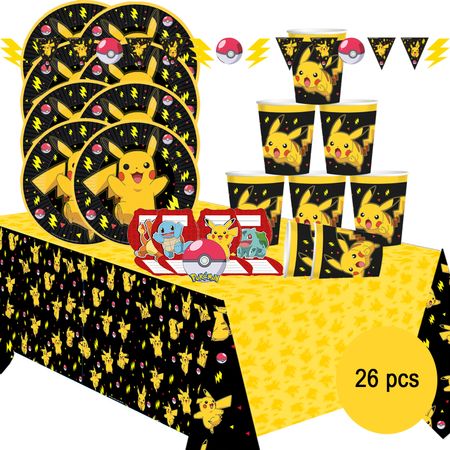 Pokemon Party-Set Kindergeburtstag für 8 Kinder 26-tlg. Tisch-Deko