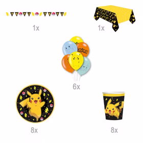 Übersicht über das Pokemon-Party-Set mit den einzelnen Artikeln und der Anzahl