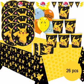 Übersicht Pokemon Party-Set mit Partygeschirr und dem Hinweis mit 26 Einzelteilen