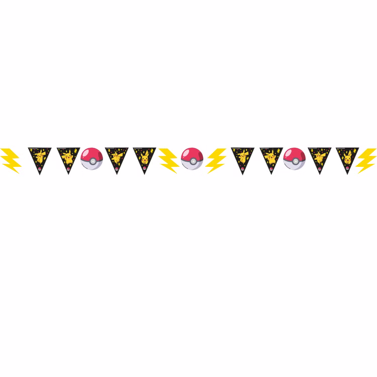 Pokemon Party-Set Kindergeburtstag für 8 Kinder 26-tlg. Tisch-Deko Party-Zubehör Geburtstag Mottoparty Dekoration Wimpelkette im Pokemon-Design.