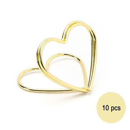Tischkartenhalter Herzen Gold 10 Stück 2,5 cm für Hochzeit Geburtstag Fotohalter