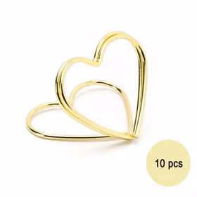 Tischkartenhalter Herzen Gold 10 Stück 2,5 cm für Hochzeit Geburtstag Fotohalter Tischdeko Taufe Jugendweihe Kommunion Tisch-Deko Dekoration Zubehör