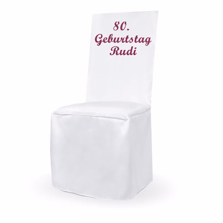 Personalisierte Stuhlhusse weiß universell mit individuellem Druck Geburtstag Hochzeit Geschenkidee Mr. & Mrs. Geburtstagskind Personalisierte Stuhlhusse weiß universell mit individuellem Druck Geburtstag Hochzeit Geschenkidee Mr. & Mrs. Geburtstagskind