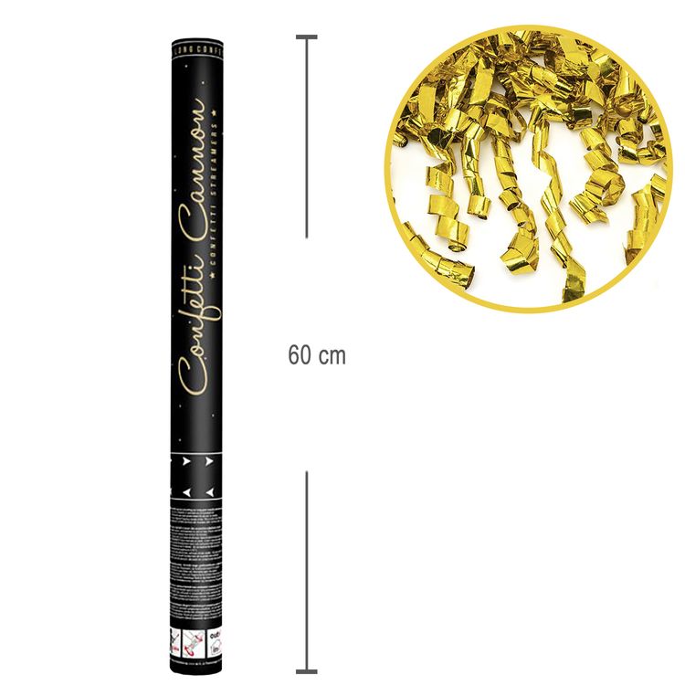 Shooter gold Luftschlangen gekringelt Konfettikanone 60 cm Shooter gold Luftschlangen gekringelt Konfettikanone 60 cm Deko Hochzeit Geburtstag Partyshooter Fasching Karneval