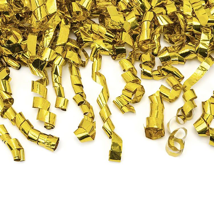 Shooter gold Luftschlangen gekringelt Konfettikanone 60 cm Shooter gold Luftschlangen gekringelt Konfettikanone 60 cm Deko Hochzeit Geburtstag Partyshooter Fasching Karneval