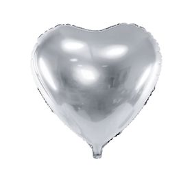 Folienballon Herz metallic silber Ø 45 cm Hochzeit Deko Silberhochzeit Verlobung Valentinstag Geburtstag