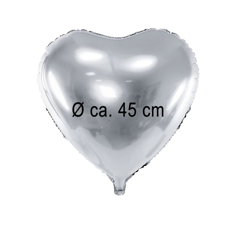 Herz Folienballon metallic silber Ø 45 cm Hochzeit Deko Folienballon Herz metallic silber Ø 45 cm Hochzeit Deko Silberhochzeit Verlobung Valentinstag Geburtstag