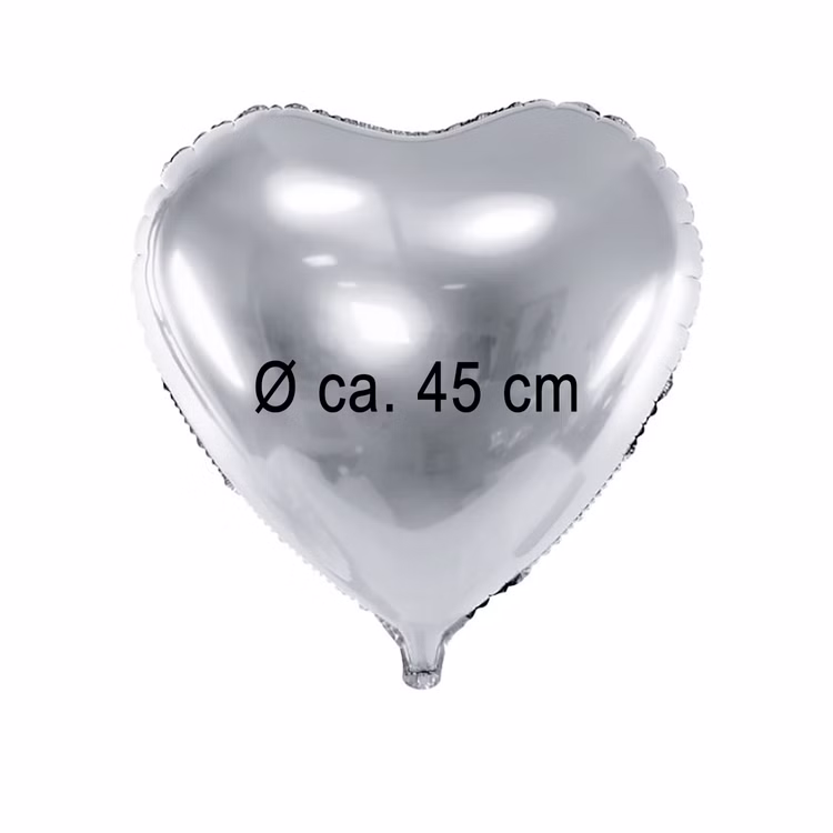 Folienballon Herz metallic silber Ø 45 cm Hochzeit Deko Silberhochzeit Verlobung Valentinstag Geburtstag Folienballon Herz metallic silber Ø 45 cm Hochzeit Deko Silberhochzeit Verlobung Valentinstag Geburtstag