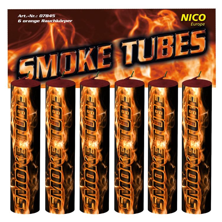 Nico Smoke Tubes Orange - 6 Rauchfackeln je 50 Sek. Rachfackeln Smoke Tube Orange 50 Sekunden, farbiger Rauch