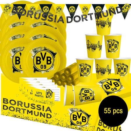 XXL BVB Borussia Dortmund Party-Set schwarz-gelb, 55-tlg.