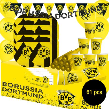 XXL BVB Borussia Dortmund Party-Set schwarz-gelb 61-tlg. Party-Deko