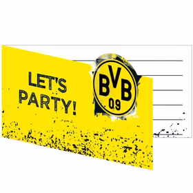BVB 09 Einladungskarten in Gelb-Schwarz mit Vereinslogo.