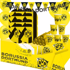 Borussia Dortmund Partyset komplette Fan-Deko für Fußballparty.