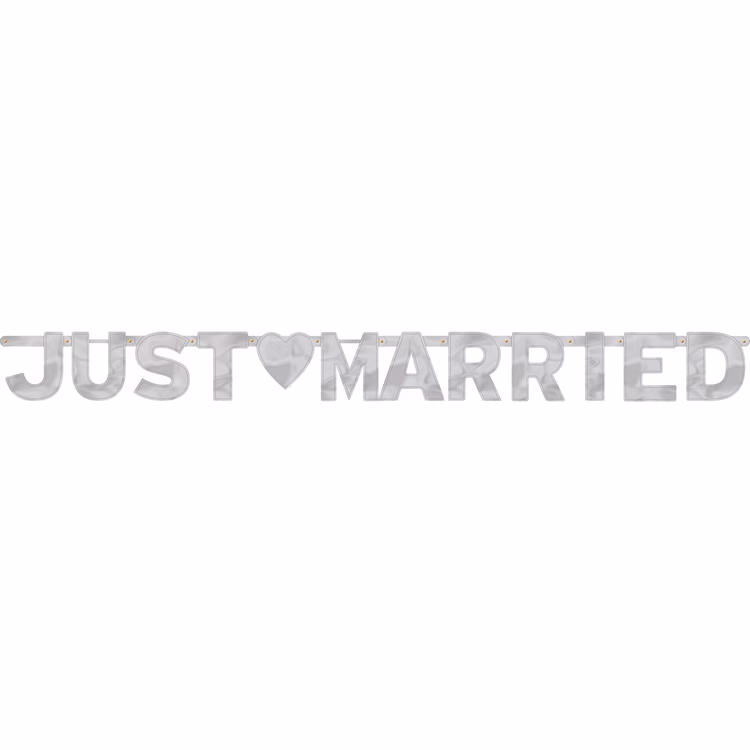 Partykette Just Married silber 167 x 16 cm aus Papier Tisch-Deko Dekoration Wedding Silberne Hochzeit Partykette Just Married silber 167 x 16 cm aus Papier Tisch-Deko Dekoration Wedding Silberne Hochzeit