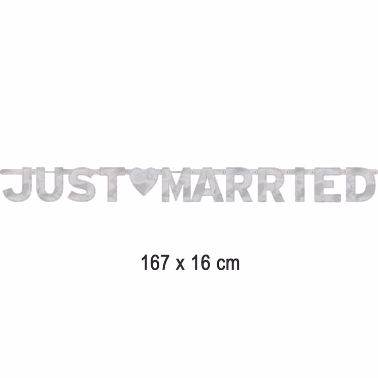 Partykette Just Married silber 167 x 16 cm aus Papier Tisch-Deko Dekoration Wedding Silberne Hochzeit Partykette Just Married silber 167 x 16 cm aus Papier Tisch-Deko Dekoration Wedding Silberne Hochzeit