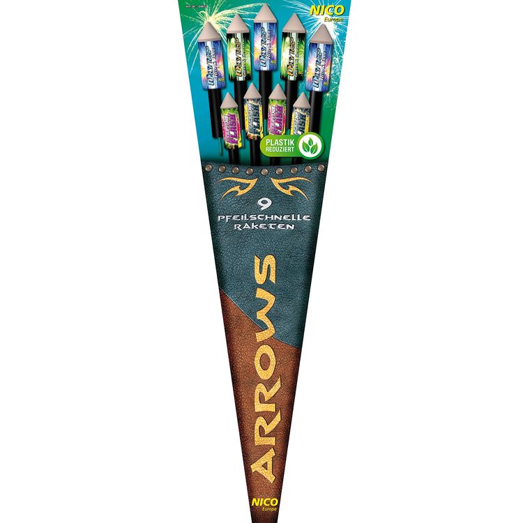 Arrows 9 große, bunte Feuerwerksraketen