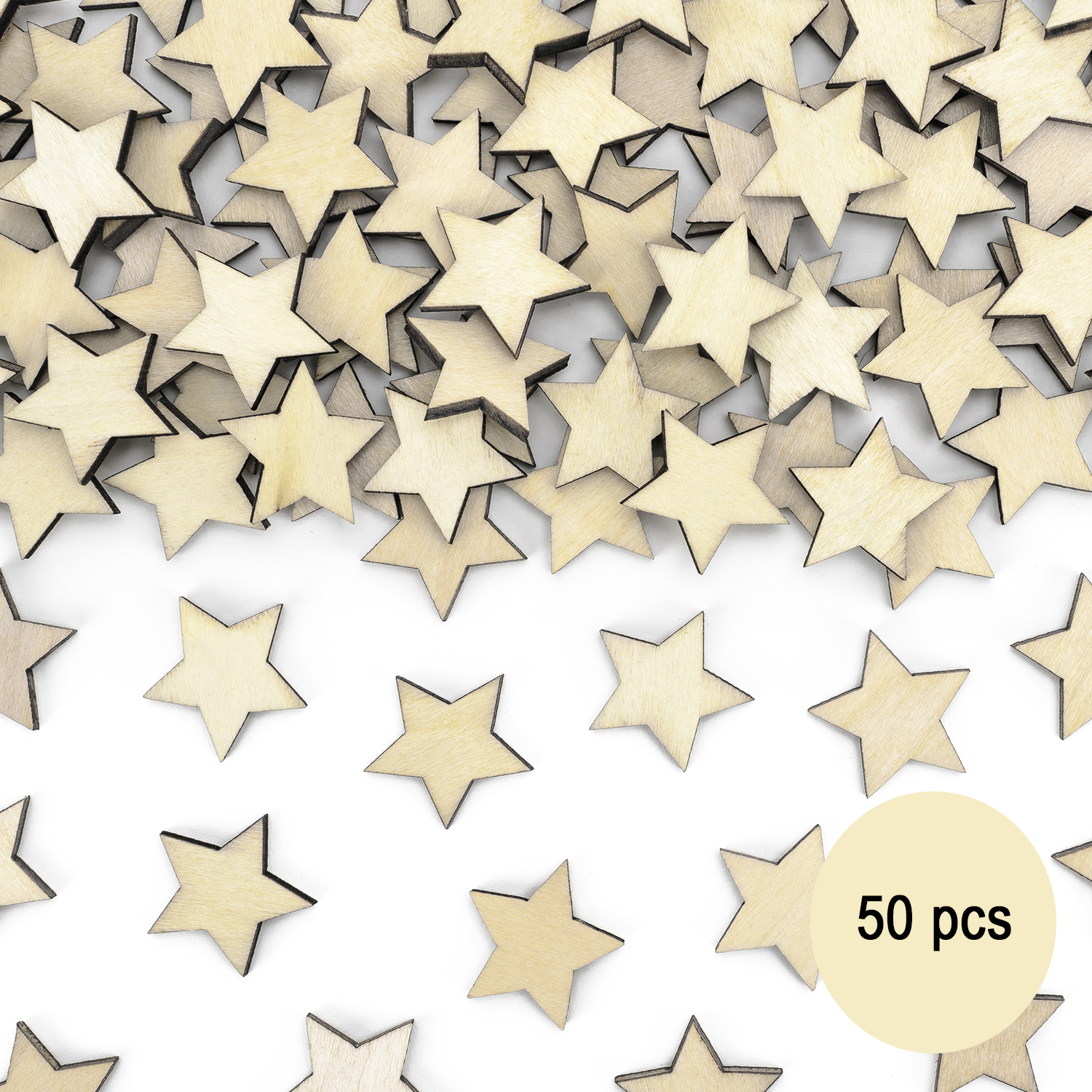 100 Stück Mini Weihnachts Holz Deko - Holzsterne, Schneeflocken & Weihnachtsbäume