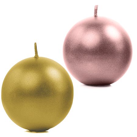Runde Kerzen 10 Stück 6 cm Kugelkerzen Deko metallic rosé gold 