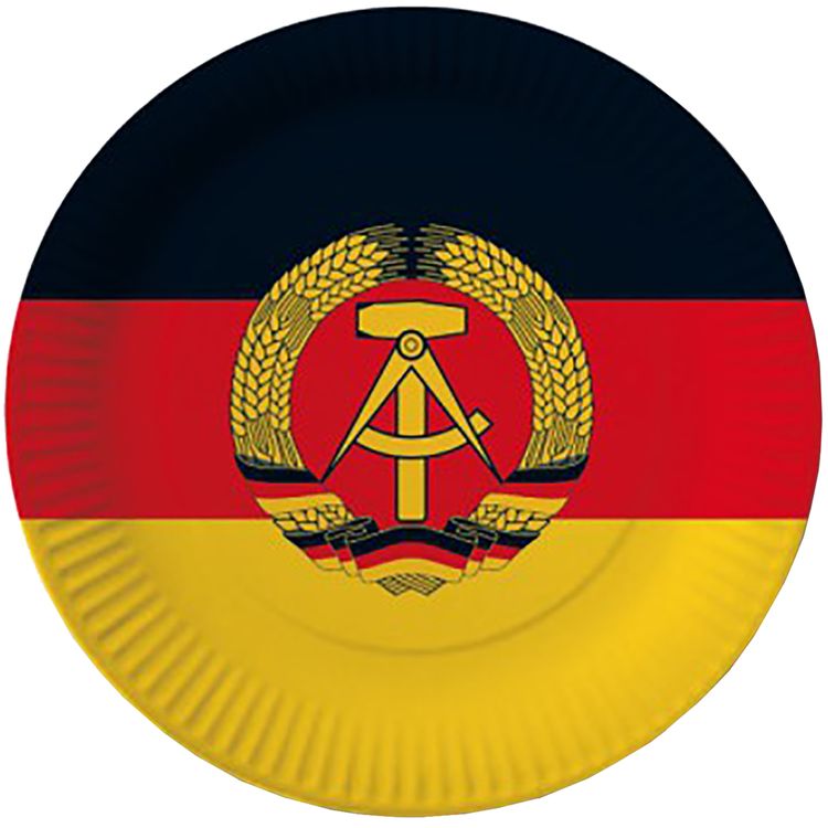 DDR Party-Set Tisch-Deko für 8 Personen 49-tlg. Party-Deko DDR Party-Set Deko für 8 Personen 49-tlg. Pappgeschirr Mottoparty Nostalgie schwarz rot gold Ostalgie Andere Länder