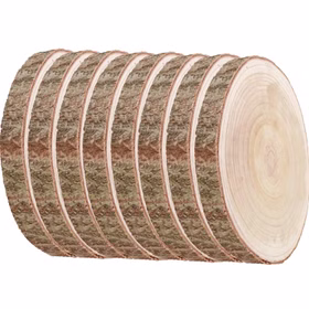 Holzscheibe Baumscheiben-Set Deko Hochzeit 8 Stück 35-38 x 3,5 cm Tisch-Deko DIY Basteln Geburtstag Advent Jahreszeiten Ostern Holzscheibe Holzstamm Dekoration