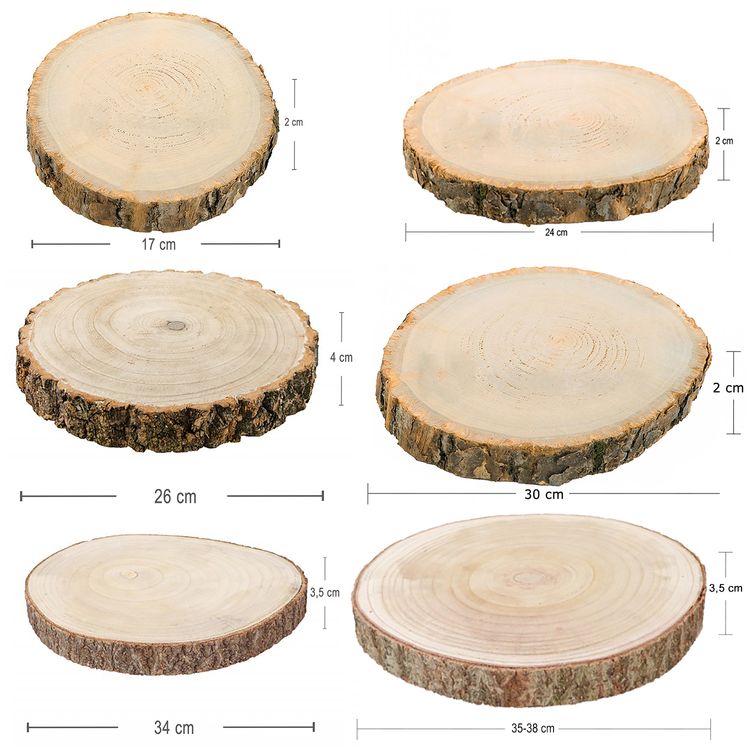 Baumscheiben-Set Holzscheiben 6 verschiedene Größen 17-38 cm Deko, 6 Stück Baumscheiben-Set Holzscheiben 6 Stück 17-38 cm Deko Tisch-Deko DIY Basteln Geburtstag Advent Jahreszeiten Ostern Holzscheibe Holzstamm Dekoration