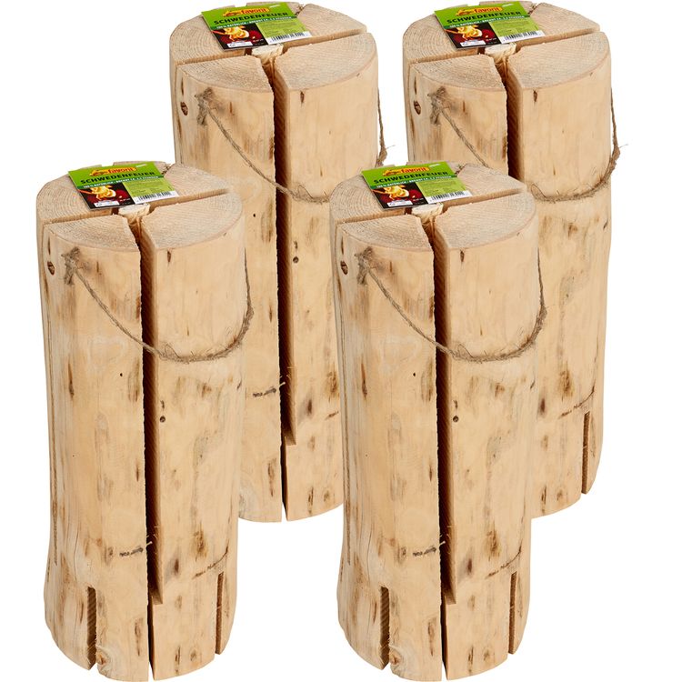 4x Schwedenfeuer 47 x 18 cm naturbelassenes Holz Outdoor Lagerfeuer 4x Schwedenfeuer 47 x 18 cm naturbelassenes Holz 120 min Brenndauer Outdoor 4 Stück Naturholz Garten Grillen Sommerparty