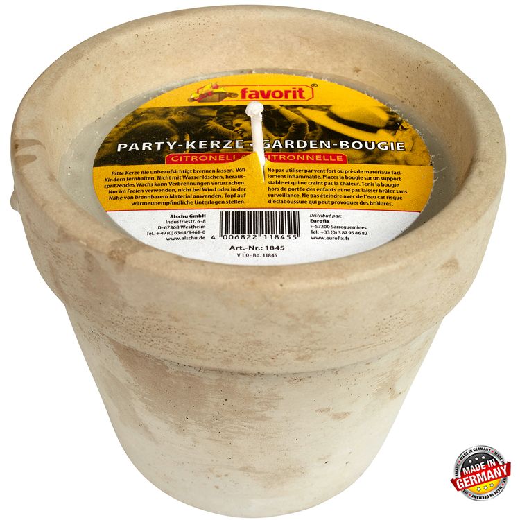 Partykerze im Tontopf mit Betonoptik Partykerze im Tontopf mit Betonoptik