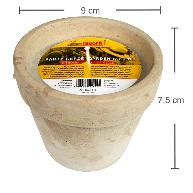 Partykerze im Tontopf mit Betonoptik Partykerze im Tontopf mit Betonoptik