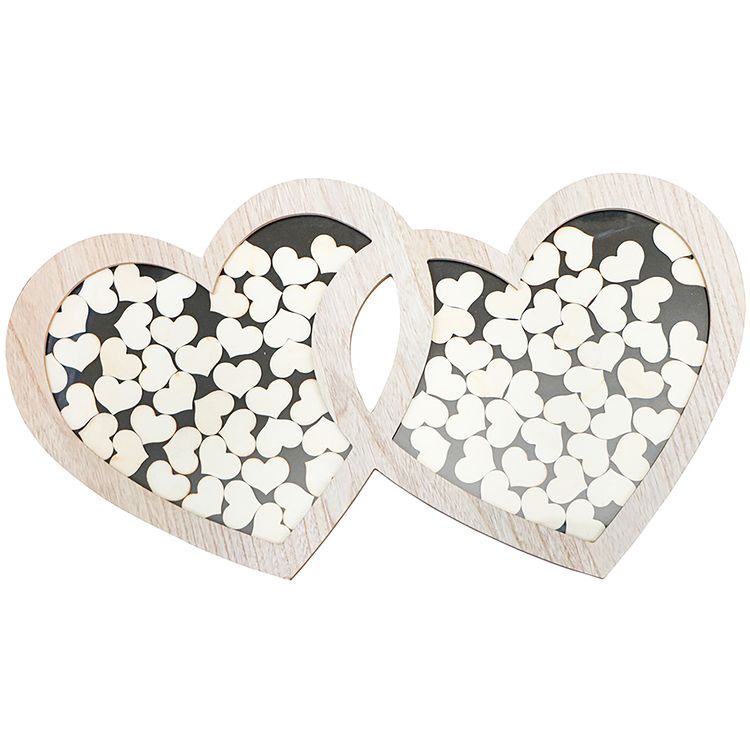 Gästebuch Hochzeit Holz Doppelherz Bilderrahmen mit 85 Herzen zum Beschriften Gästebuch Hochzeit Holz Doppelherz Bilderrahmen mit 85 Herzen zum Beschriften personalisierte Geschenkidee Hochzeit Geburtstag Brautpaar Bilderrahmen Hochzeitsfeier