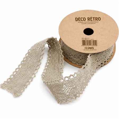 Schleifenband Baumwolle Taupe 2 m Spitzenband Hochzeit Vintage Deko