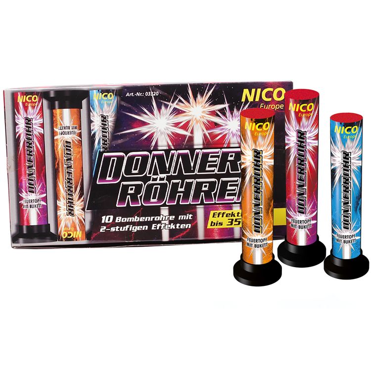 Donnerröhren 10er Schachtel Feuerwerk Bombetten von Nico
